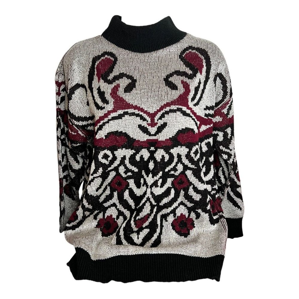 Vintage Fortune Knits Inc Womens Sweater L ? Black Ribbing Made‎ In USA *flaws*